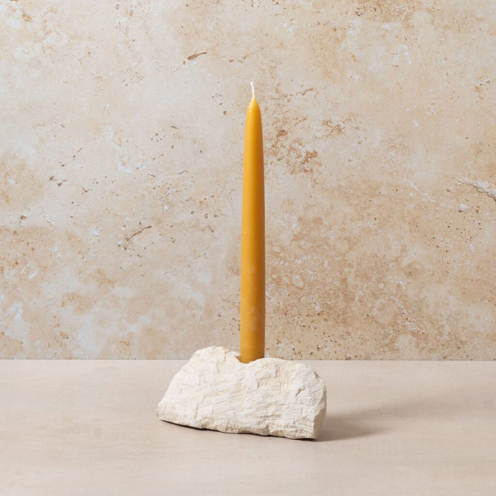 Carved Stone Candle Holder - Small Single