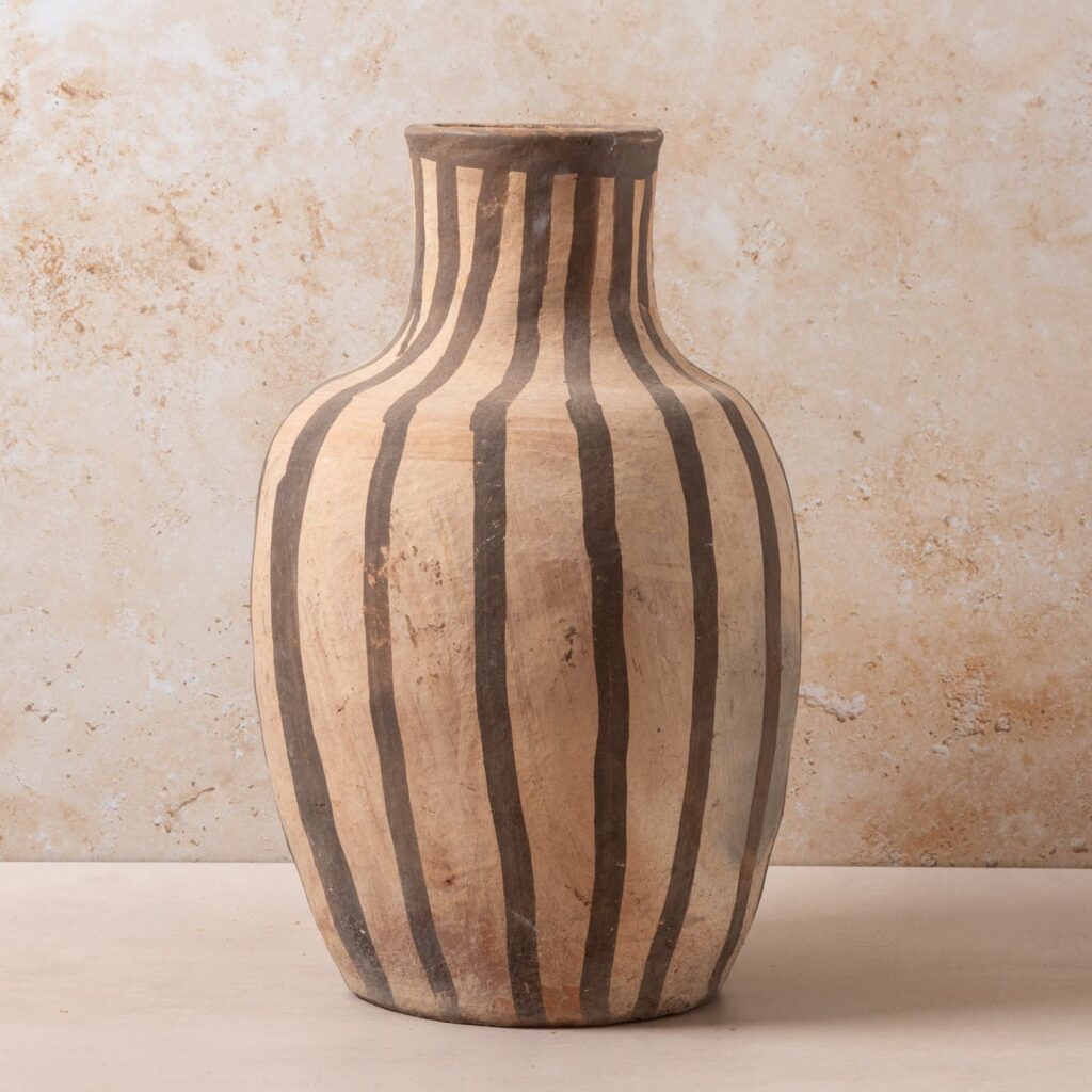 Moroccan Pottery XL Tall Stripe Vase