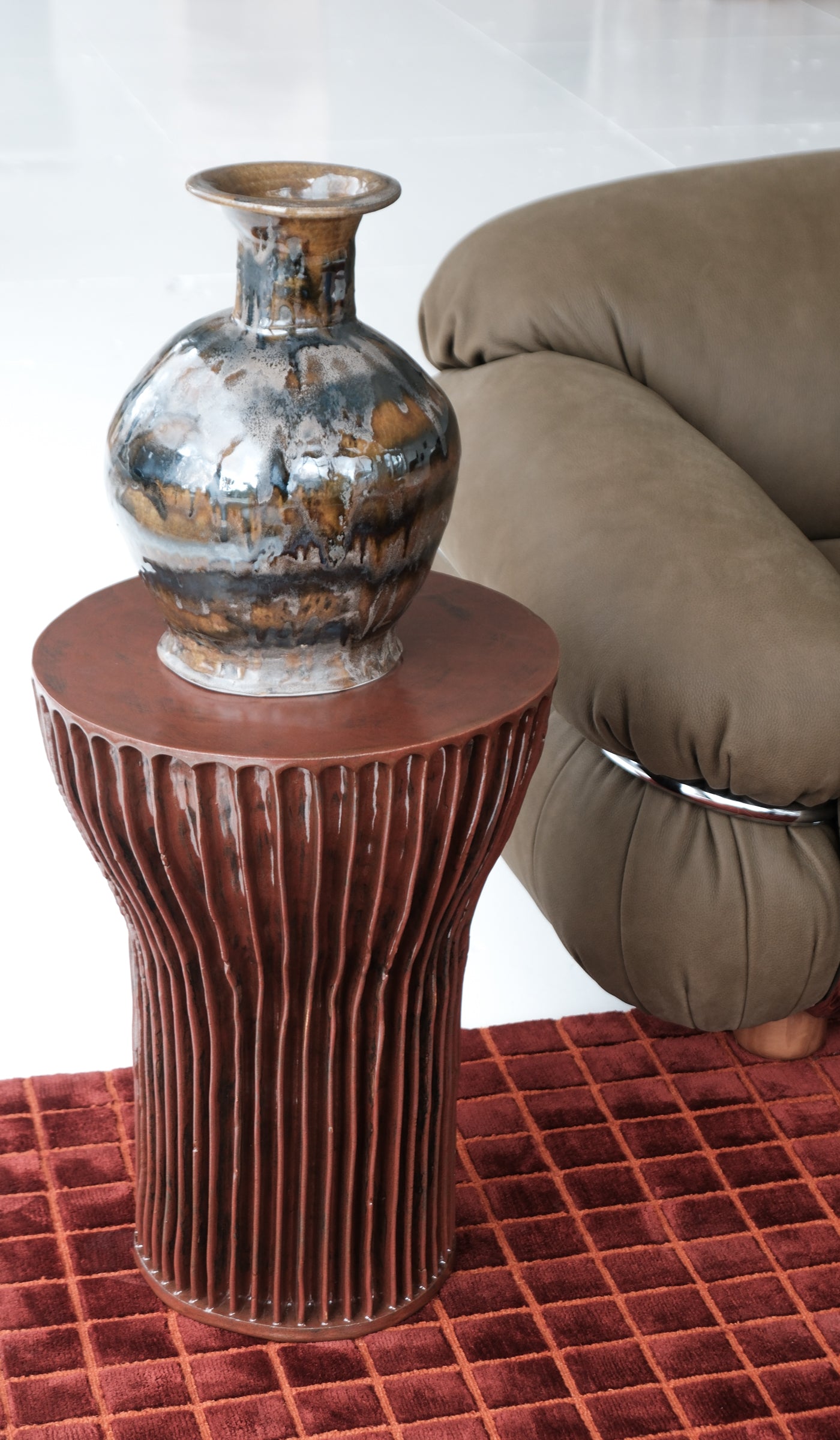 Warm Ceramic Accent Side Table