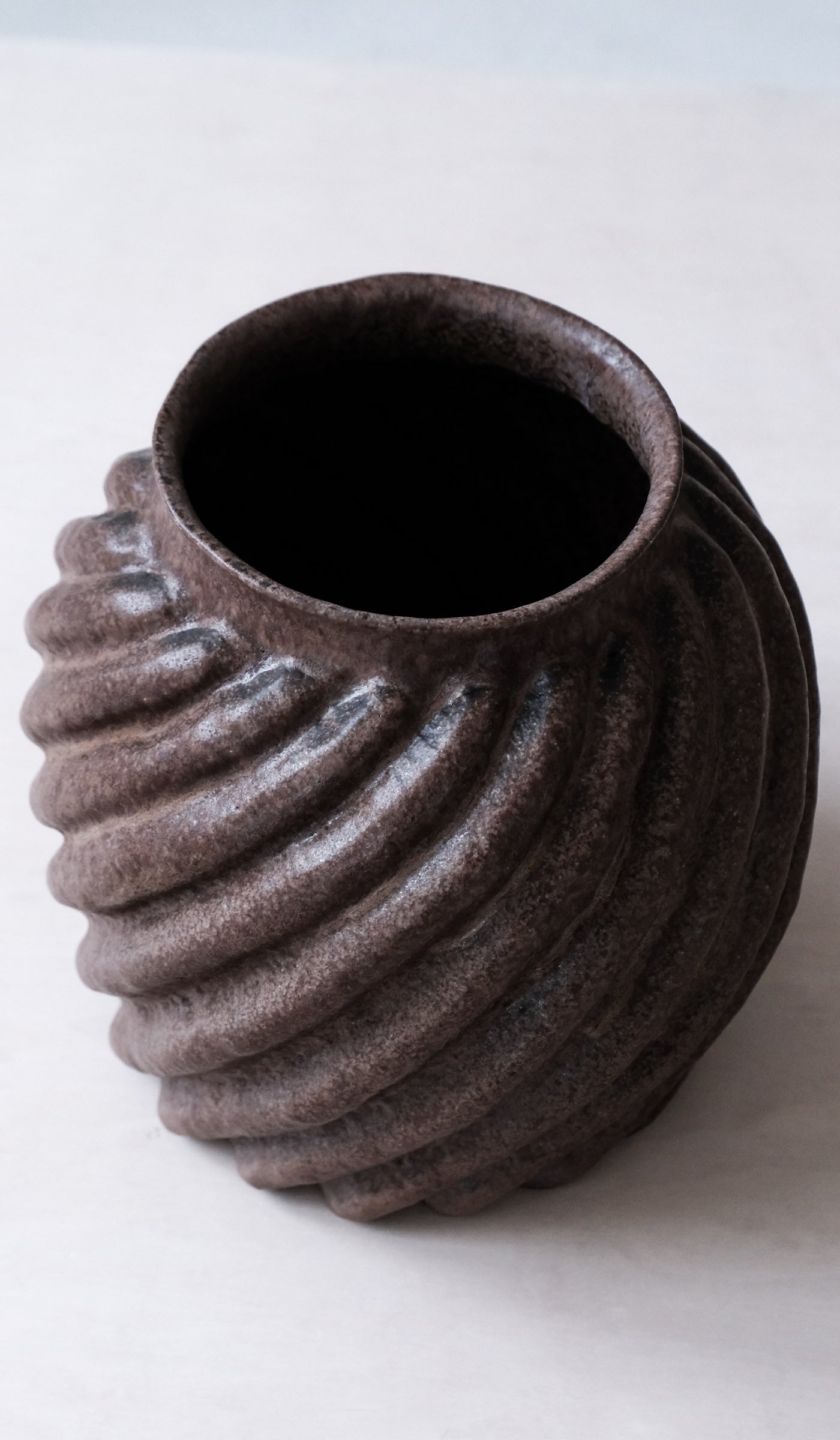 Minimal Ceramic Spiral Decorative Vessel