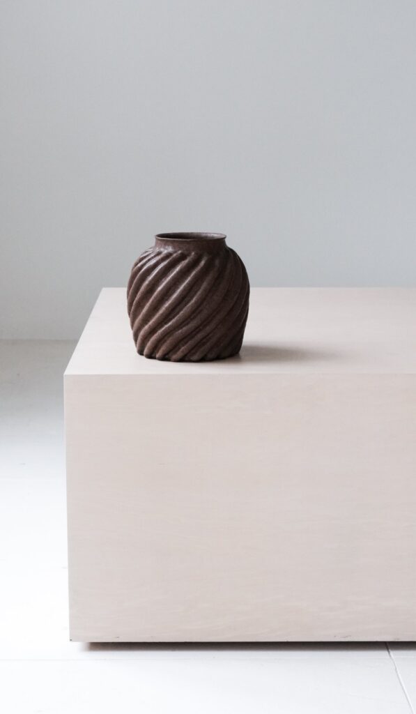 Minimal Ceramic Spiral Decorative Vessel