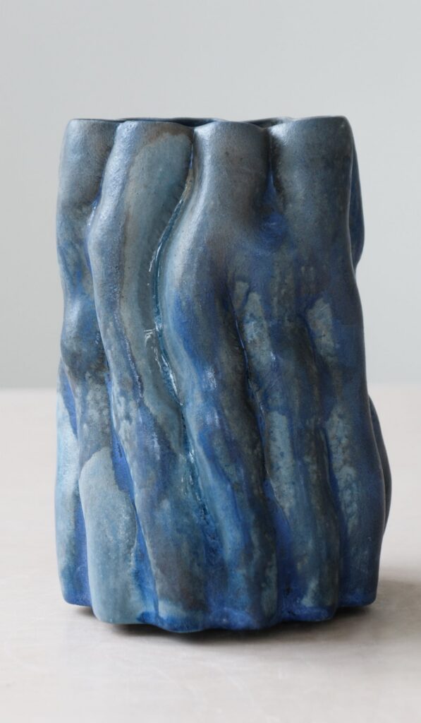 Blue Ceramic Statement Decorative Vessel