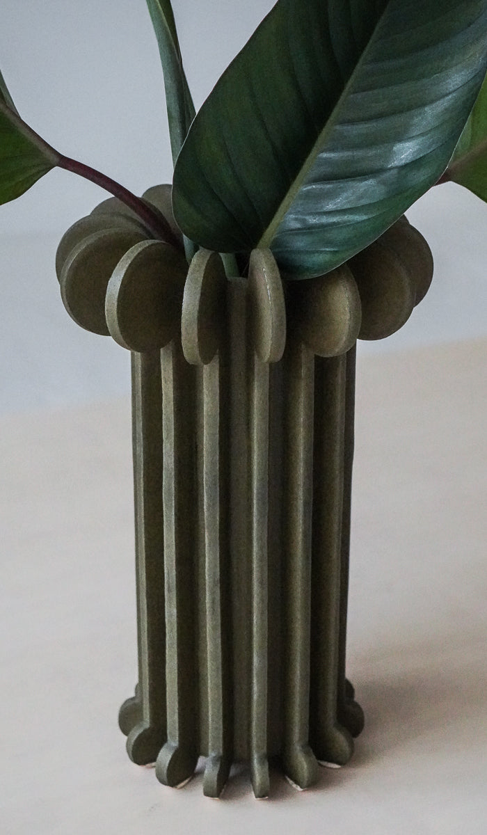 Structured Ceramic Soft Glow Decorative Vessel
